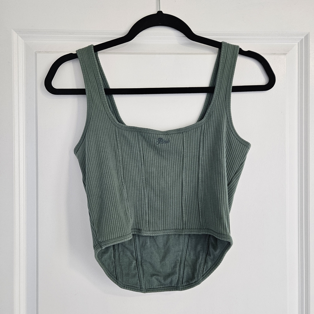 Victoria's Secret Pnk Ribbed Scoop Tank in Sage - Picture 4 of 4